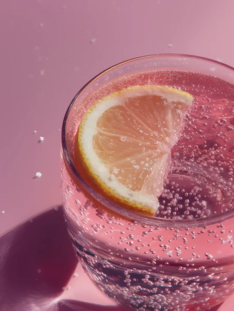 Pink Salt Weight Loss: Truth, Recipe, Reviews & Side Effects Lemon slice floating in pink salt detox drink