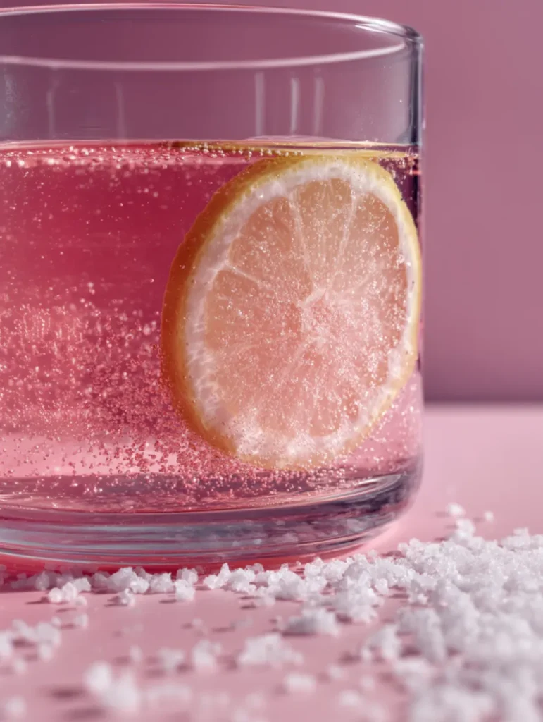 What Is the Pink Salt Trick for Weight Loss? (Full Guide) Natural pink salt water detox drink with lemon slice
