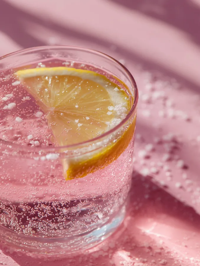 Pink Salt Weight Loss Recipe Refreshing pink salt detox drink with lemon slice
