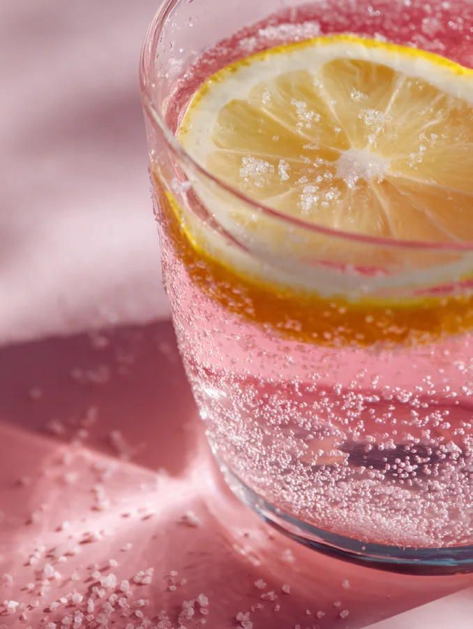 Pink Salt Recipe For Weight Loss Weight loss pink salt drink with lemon in glass