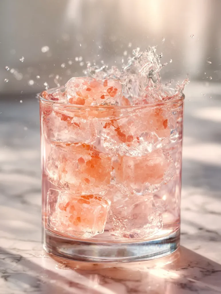 Salt and Ice Trick Recipe for Weight Loss: What Works & What’s Myth Cold glass with ice cubes and pink salt solution