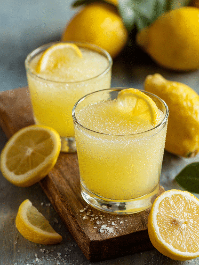 Gelatin trick recipe lemon slush drink in glasses