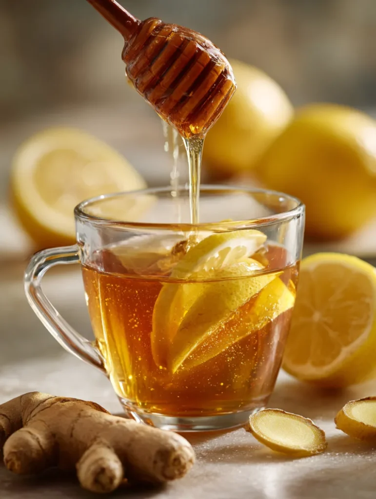 How To Make a Brazilian Mounjaro Recipe 3 Ingredients (2025) Steaming mug of natural tea with lemon and fresh ginger