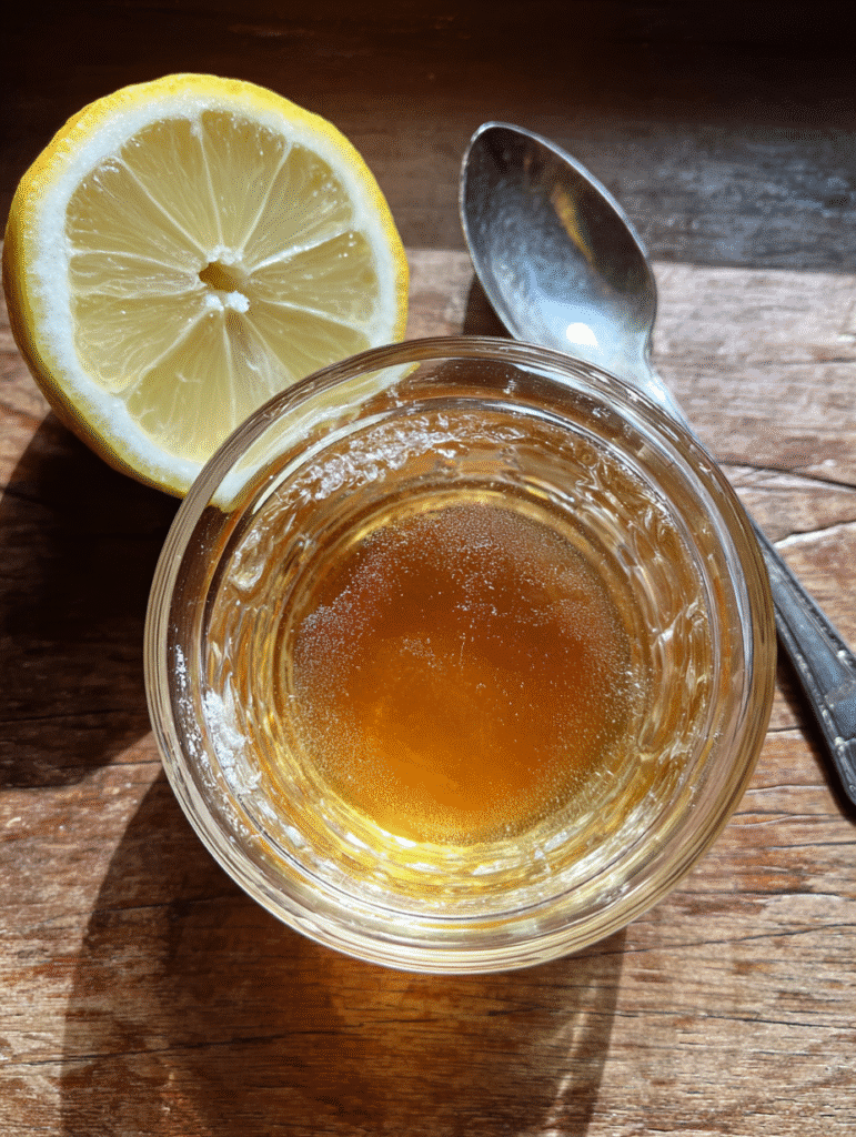 Gelatin Trick Recipe gelatin trick recipe ingredients on wooden board with hot water and lemon