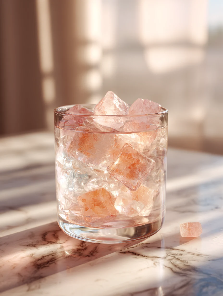 Japanese Pink Salt and Ice Recipe Mineral-rich Japanese pink salt and ice drink in glass