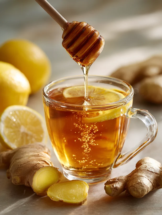 Mounjaro Drink Recipe – Natural Morning Fat-Burner (2025) Herbal tea with lemon slices, honey, and fresh ginger root