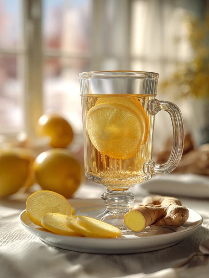 Homemade Mounjaro Recipe for Weight Loss Warming lemon ginger tea with honey drizzle