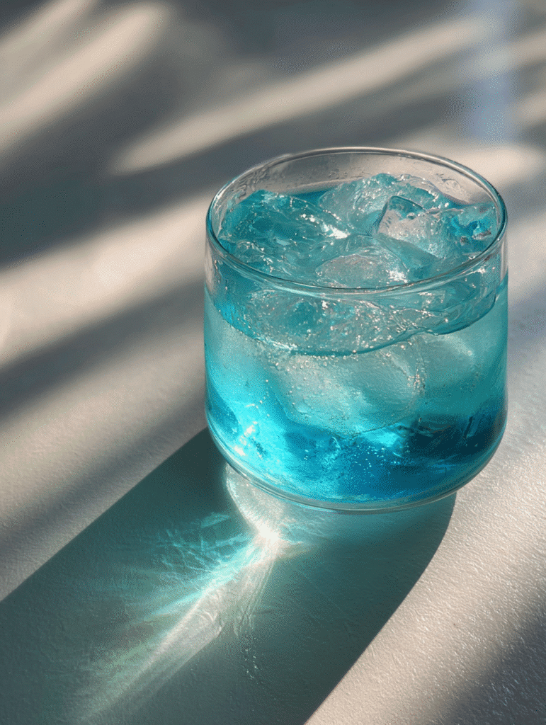 Blue Salt Trick: The Viral Wellness Hack Refreshing blue salt trick beverage served chilled in a glass.