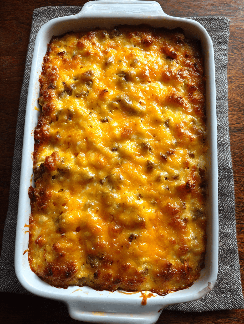 Cheeseburger Casserole Recipe Cheeseburger casserole recipe baked with melted cheese and beef