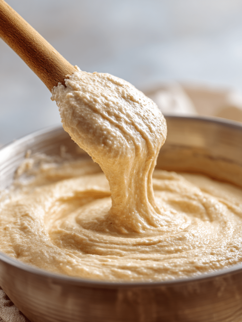 thick gluten free muffin batter before baking