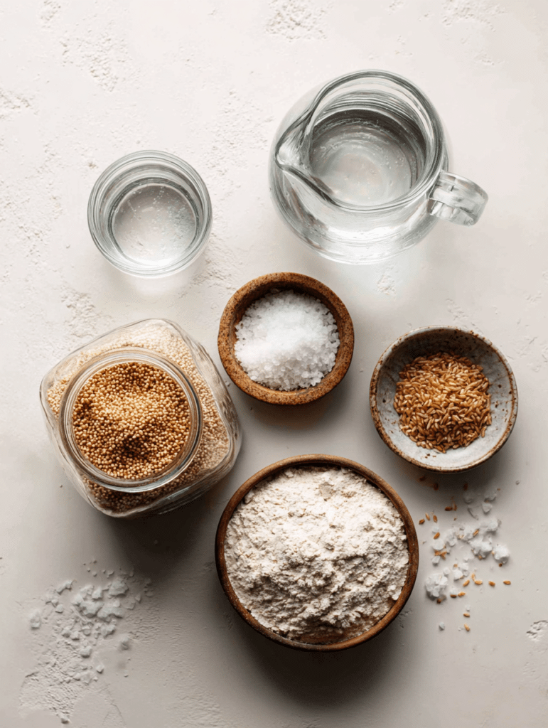 Ingredients for gluten free sourdough bread