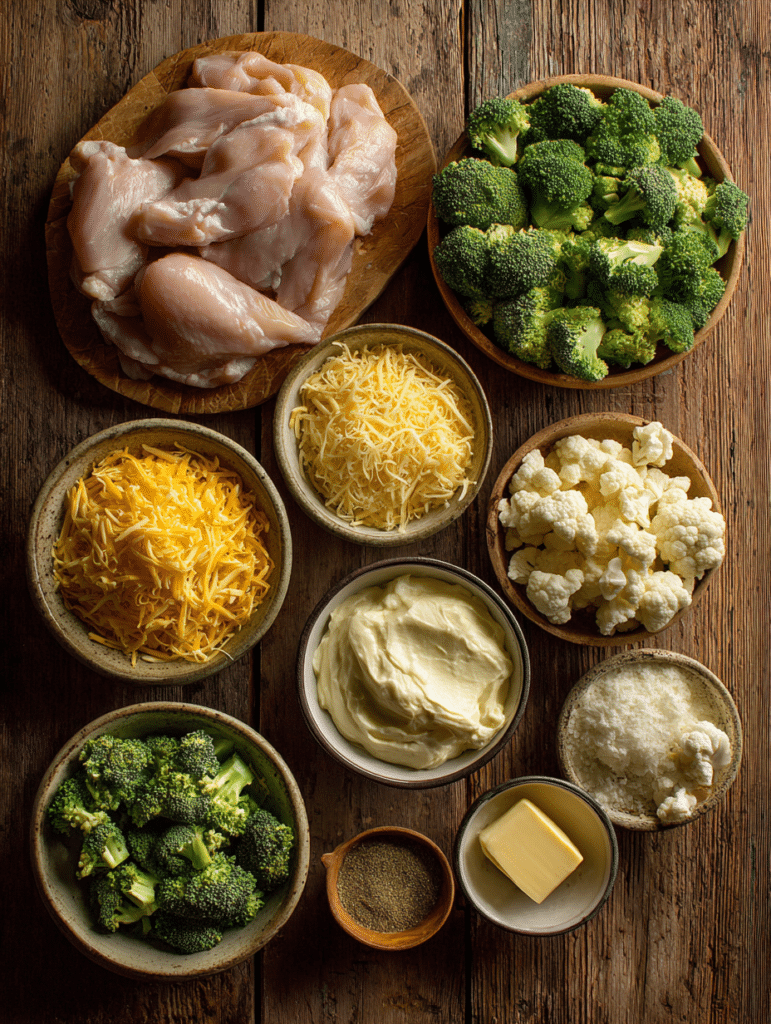 Low Carb Casserole Recipe low carb casserole ingredients laid out for cooking