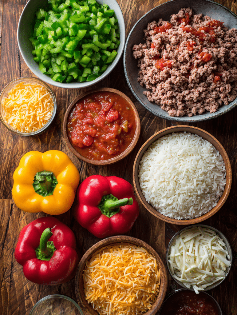 Stuffed Pepper Casserole Recipe stuffed pepper casserole ingredients prepared for cooking