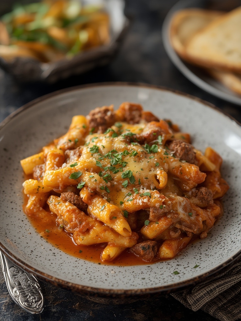 Smoked beef pasta bake