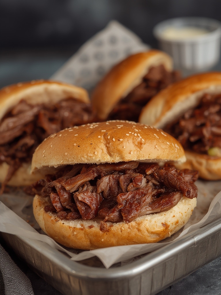 Smoked beef sandwiches