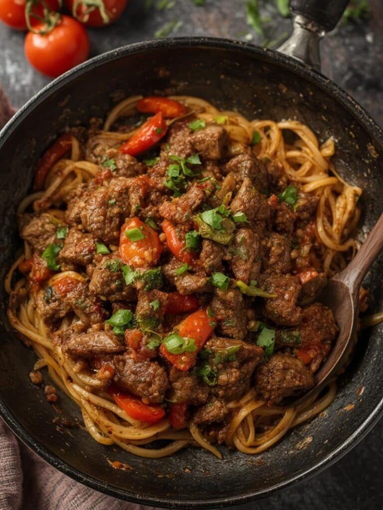 mediterranean groud beef stir fry
