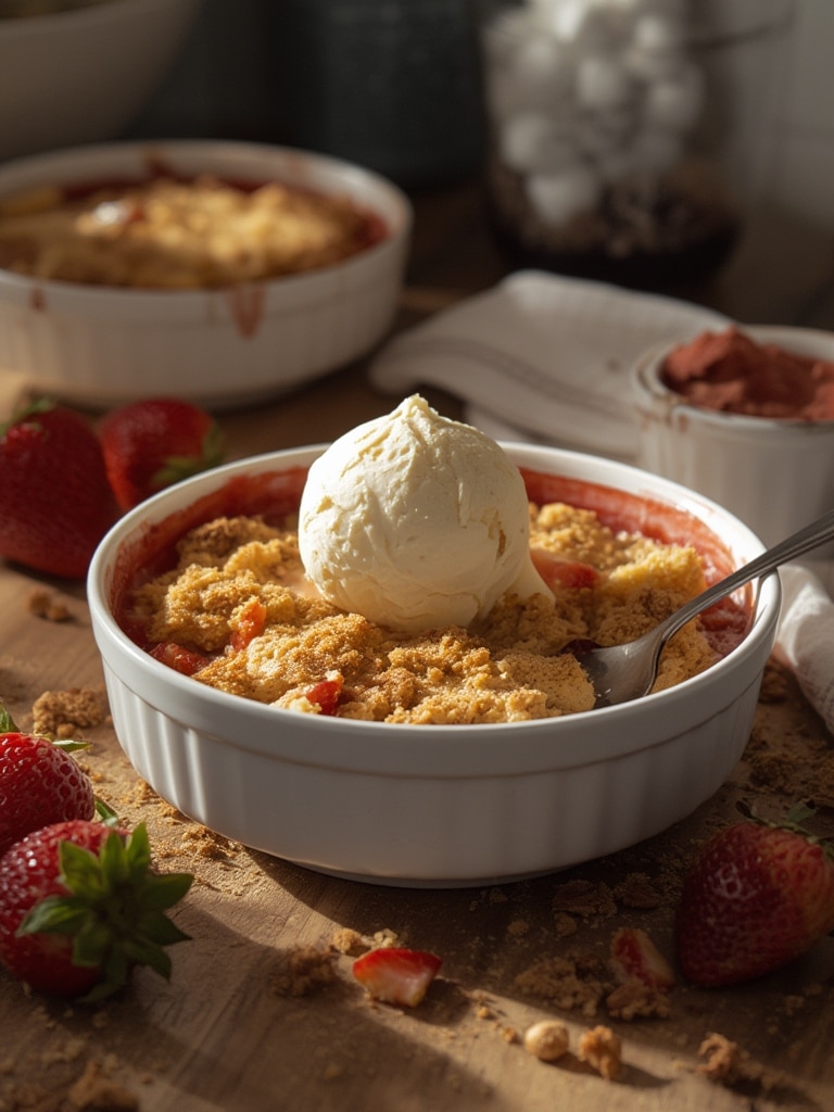 Strawberry rhubarb crumble
