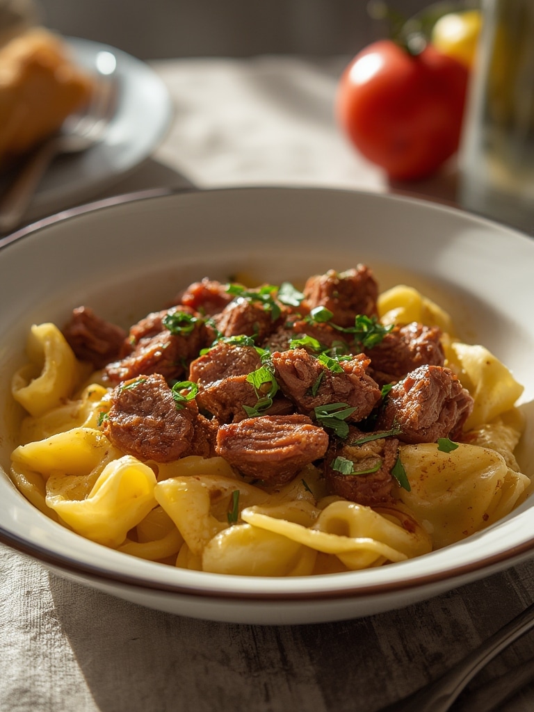 Tortellini salad with smoked beef